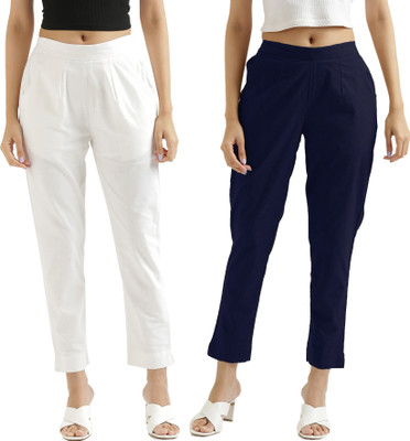 Chiraiyaa Regular Fit Women White, Dark Blue Trousers