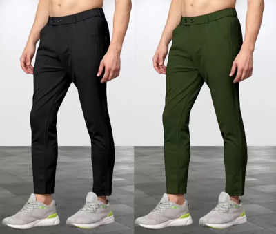 We Perfect Slim Fit Men Black, Green Trousers