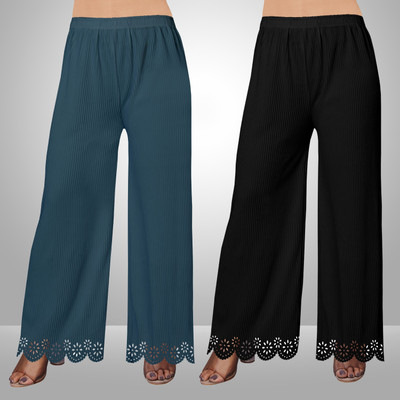 EcoUndies Straight Fit Women Blue, Black Trousers