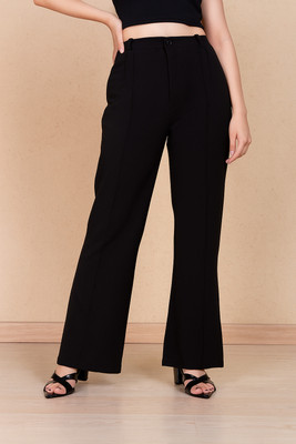 SNAKEY Flared Women Black Trousers