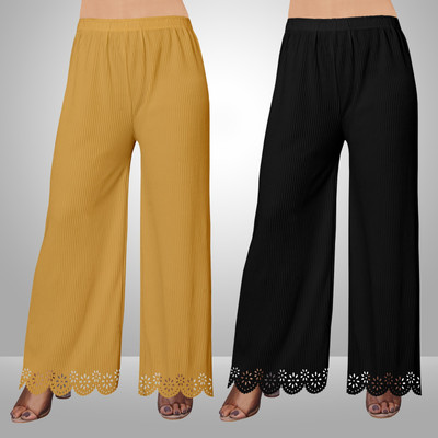 EcoUndies Straight Fit Women Yellow, Black Trousers