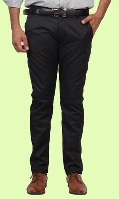 Traworld Regular Fit Men Black Trousers