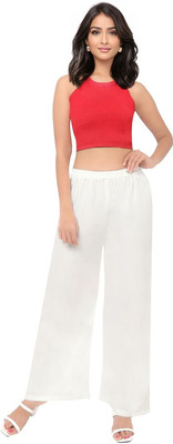 PALLAZZOS Relaxed, Straight Fit Women White Trousers