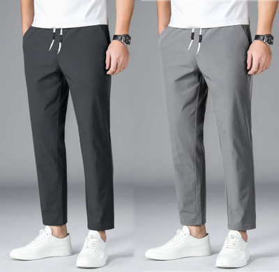 PYTHON Self Design Men Grey Track Pants