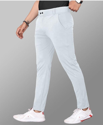 ynam Slim Fit Men White Trousers