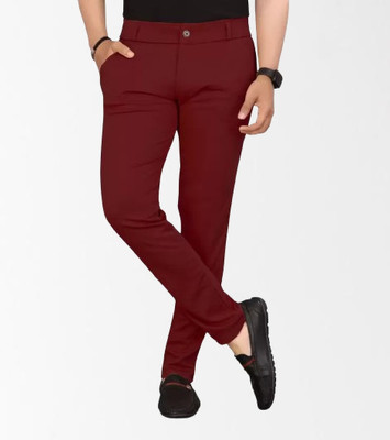 lapataclub Slim Fit Men Maroon Trousers