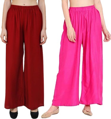 LOVO Loose Fit Women Pink, Maroon Trousers