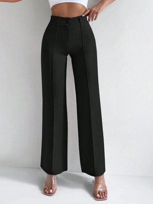 DIMPY GARMENTS Straight Fit Women Black Trousers