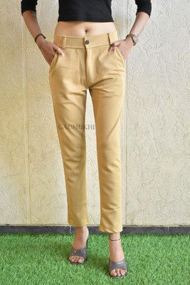 GAUMUKHI CREATION Slim Fit Women Beige Trousers