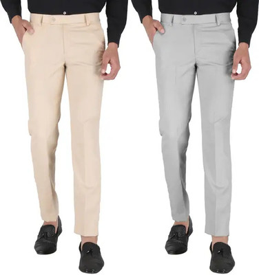 Flix Flows Regular Fit Men Silver, Cream Trousers