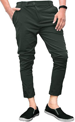 COMBRAIDED Regular Fit Men Dark Green Trousers