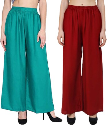 LOVO Loose Fit Women Dark Green, Maroon Trousers