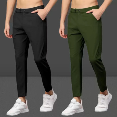 We Perfect Slim Fit Men Black, Green Trousers