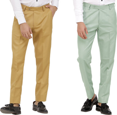 LAHSUAK Regular Fit Men Khaki, Light Green Trousers