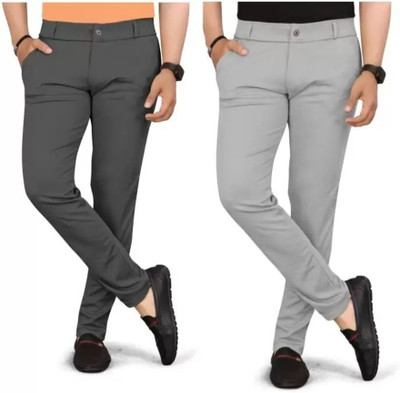 Style sync Regular Fit Men Silver, Grey Trousers