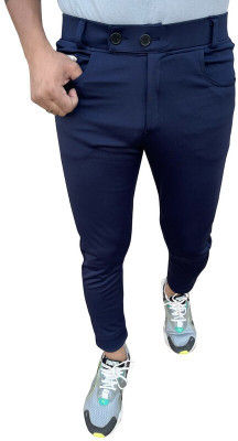 P S Traders Slim Fit Men Dark Blue Trousers