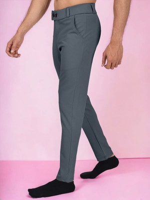 ynam Slim Fit Men Grey Trousers