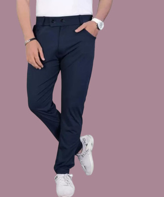 linaria Solid Men Blue Track Pants