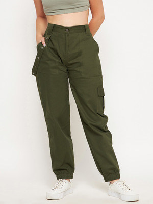WineRed Regular Fit Women Green Trousers