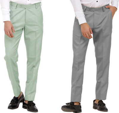 LAHSUAK Regular Fit Men Light Green, Grey Trousers
