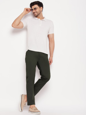First Krush Regular Fit Men Dark Green Trousers