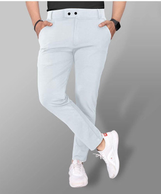 lapataclub Slim Fit Men Silver Trousers