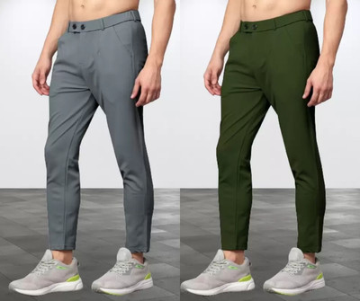 We Perfect Slim Fit Men Grey, Green Trousers