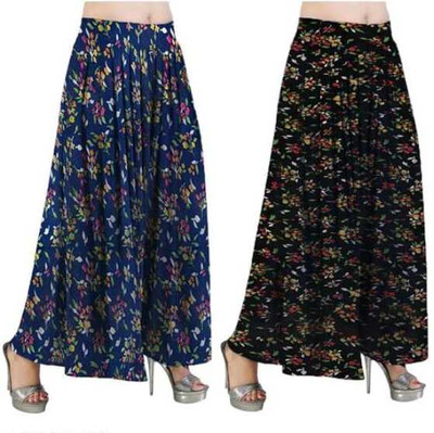 Fashion Bazaar Flared Women Dark Blue, Black Trousers