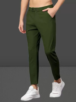 We Perfect Slim Fit Men Green Trousers