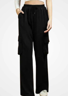 Detour Cargos Pants Regular Fit Women Black Trousers