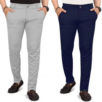 lapataclub Slim Fit Men Grey, Blue Trousers