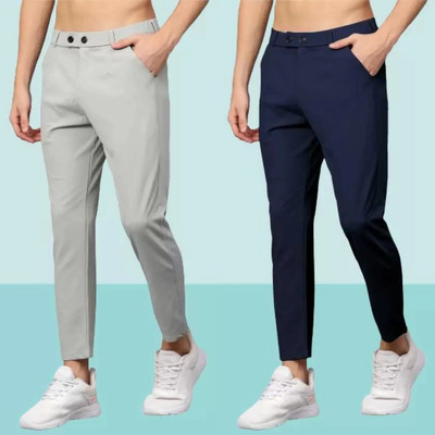 STYROVA Solid Men Grey, Blue Track Pants