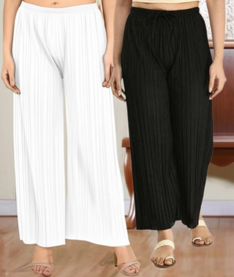 SHOPSOLUTION Relaxed Women White, Black Trousers