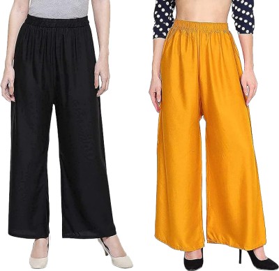 adibaba Loose Fit Women Black, Yellow Trousers