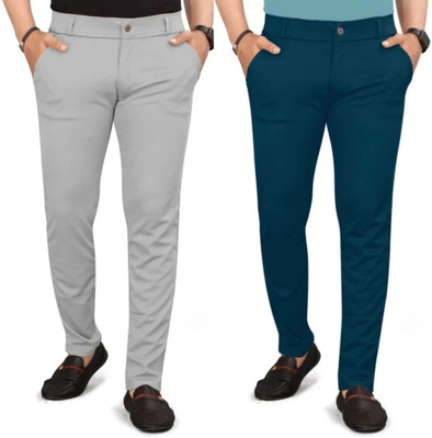 ynam Relaxed Men Light Blue, Grey Trousers