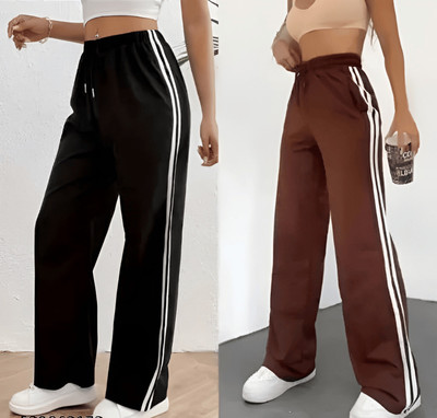 VARDHIYAS Straight Fit Women Black, Beige Trousers