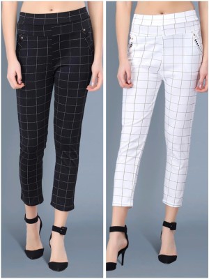 GRX Regular Fit Women Black, White Trousers