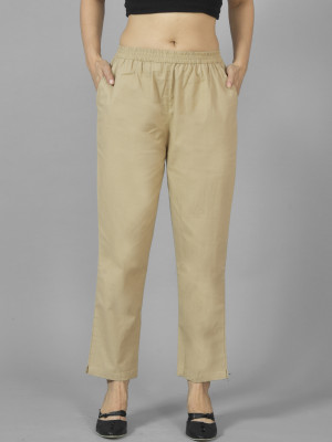 QuaClo Regular Fit Women Beige Trousers