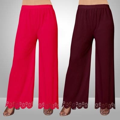 EcoUndies Straight Fit Women Maroon, Red Trousers