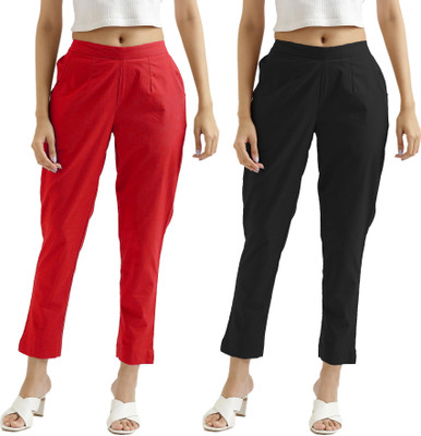 Chiraiyaa Regular Fit Women Red, Black Trousers