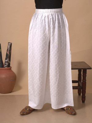 Lyra Flared Women White Trousers