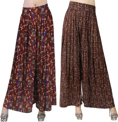 Fashion Bazaar Flared, Regular Fit Women Maroon, Brown Trousers