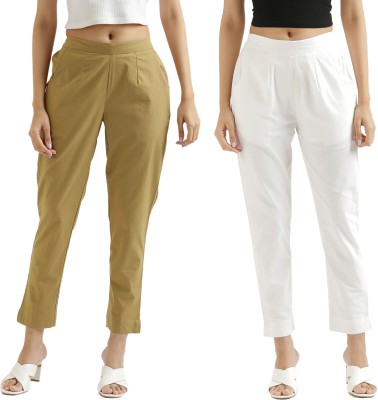 Mast Kalandar Regular Fit Women Beige, White Trousers