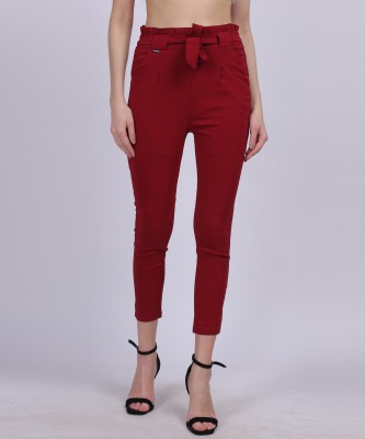 AUMBE Straight Fit Women Maroon Trousers