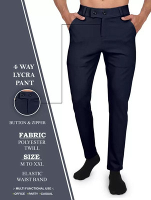 We Perfect Slim Fit Men Dark Blue Trousers