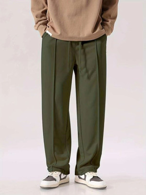 SAVAYO Regular Fit Men Dark Green Trousers