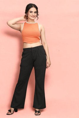GIBBONTE Loose Fit Women Black Trousers