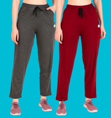 GAA Regular Fit Women Grey, Maroon Trousers