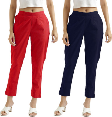 Chiraiyaa Regular Fit Women Red, Dark Blue Trousers
