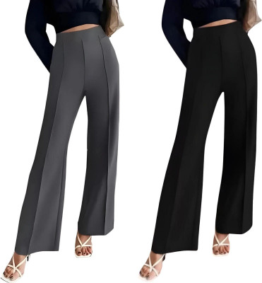 Thread Aura Regular Fit Women Black, Grey Trousers